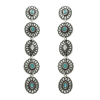 WESTERN FLORAL CONCHO DANGLE EARRING