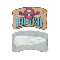 WESTERN RODEO DECORATIVE TOOLED LEATHER HAIR CLIP