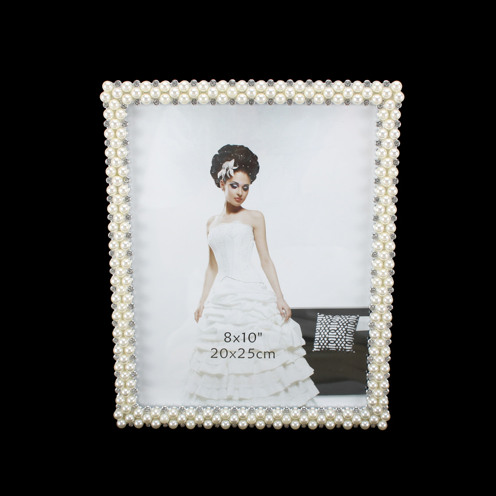 PIC917 WEDDING FRAME W/PEARLS AND DIAMONDS 8X10 Picture Frames