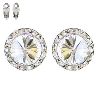 20MM Rondelle Swarovski Crystal Clip Earrings