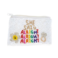 SHE SAID ALRIGHT MULTICOLOR SEED BEAD HANDMADE BEADED BACHELORETTE ZIPPER COIN BAG