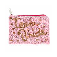 TEAM BRIDE SEED BEAD HANDMADE BEADED ZIPPER COIN PURSE