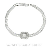 GOLD PLATED CZ CENTER STONE TENNIS BRACELET