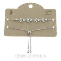 CUBIC ZIRCONIA VINE BOLO SLIDER BRACELET