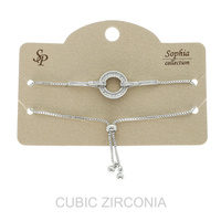 GOLD PLATED CZ OPEN CIRCLE BOLO SLIDER BRACELET