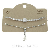 CZ SOLITAIRE TENNIS BOLO SLIDER BRACELET