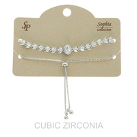 GOLD PLATED CZ VINE BOLO SLIDER BRACELET
