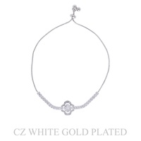 GOLD PLATED CZ QUATREFOIL PULL-CORD BRACELET