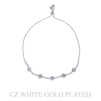 GOLD PLATED CZ BEZEL STATION PULL-CORD BRACELET
