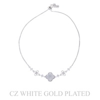 GOLD PLATED CZ QUATREFOIL PULL-CORD BRACELET