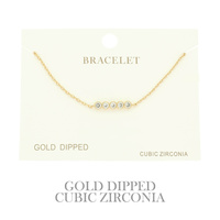 GOLD PLATED CZ BAR CHAIN BRACELET