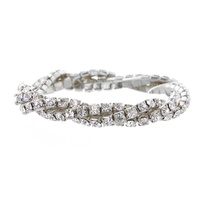 Twisted Rhinestone Strands Metal Stretch Bracelet