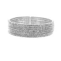 7 LINE MEORY WIRE RHINESTONE CUFF BRACELET