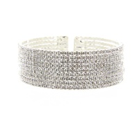 7 LINE MEORY WIRE RHINESTONE CUFF BRACELET