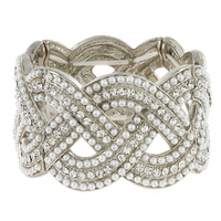 Double Row With Square Gems And Stones Stretch Bracelet Bq109Gcr