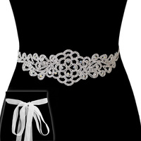 Extra Wide Rhinestone Wedding Tie Sash Belt Btm1557Sca