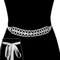 Rhinestone Flowers Wedding Tie Sash Belt Btm1567Scl