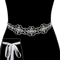 Rhinestone Wedding Tie Sash Belt Btm1735S