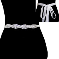 RHINESTONE WEDDING SASH TIE BELT