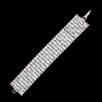 By3548Sac Wide Dressy Rhinestone Clasp Bracelet