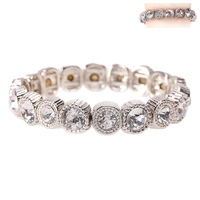 SINGLE RHINESTONE STRETCH BRACELET W/GEMS