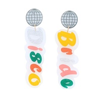 2-TIER "DISCO BRIDE" ACETATE GLITTER LONG DROP EARRINGS