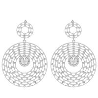 2-TIER CRYSTAL ORBIT DISC EARRINGS