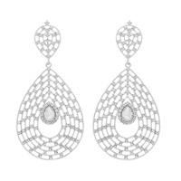 2-TIER CRYSTAL ORBIT TEARDROP EARRINGS