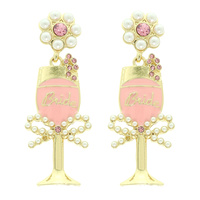 "BRIDE" CHAMPAGNE GLASS EARRINGS