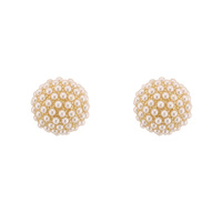 GOLD PLATED PEARL PAVE BALL EARRINGS