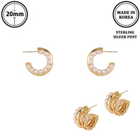 FLASH-PLATED PEARL HOOP EARRINGS