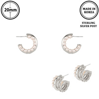 FLASH-PLATED PEARL HOOP EARRINGS
