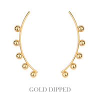 GOLD DIPPED VERTICAL BALL BEADED ARCH EARRINGS