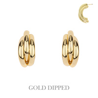 GOLD PLATED DOUBLE HOOP EARRINGS