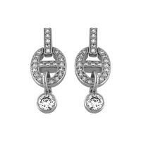 METAL POST EARRING W/ CZ STONES