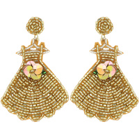 BEAD AND SEQUIN EMBELLISHED HANGING BRIDAL BOUQUET DRESS DROP EARRINGS