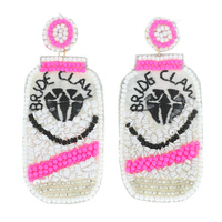 HARD SELTZER BRIDE CLAW SEED BEAD DROP EARRINGS - HEN PARTY BACHELORETTE PARTY BRIDE TO BE JEWELRY