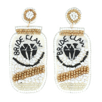 HARD SELTZER BRIDE CLAW SEED BEAD DROP EARRINGS - HEN PARTY BACHELORETTE PARTY BRIDE TO BE JEWELRY