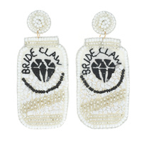 HARD SELTZER BRIDE CLAW SEED BEAD DROP EARRINGS - HEN PARTY BACHELORETTE PARTY BRIDE TO BE JEWELRY