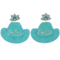 HANDMADE BACHELORETTE COUNTRY "BRIDE" BEADED DROP EARRINGS