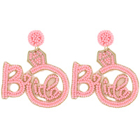 BRIDE SEED BEAD HANDMADE BEADWORK DROP EARRINGS