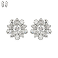FLOWER RHINESTONE CLIP EARRING