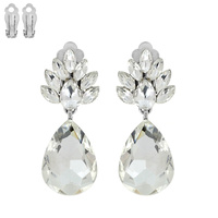 TRIANGLE CLUSTER TEARDROP STONE CLIP EARRING