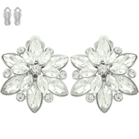 MULTI-CUT CRYSTAL FLOWER CLIP-ON EARRINGS