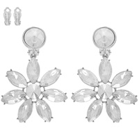 FLORAL MULTI-CUT CRYSTAL CLIP ON EARRINGS