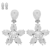 FLORAL PEAR-CUT GEMSTONE CLIP ON EARRINGS