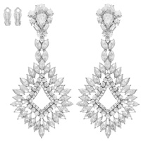CRYSTAL RHINESTONE CLIP ON CHANDELIER EARRINGS