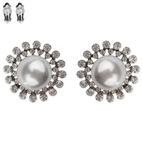 Pearl With Stone Burst Metal Clip EARRINGS Ecq70Rwh