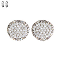 CIRCLE PEARL STONE CLIP EARRING