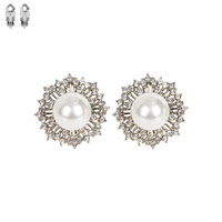 RHINESTONE AND PEARL CLIP EARRING